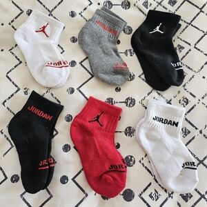 NWOT Jordan Kids Ankle Athletic Socks 6 Pairs, Fits Shoe Size 10c-3Y